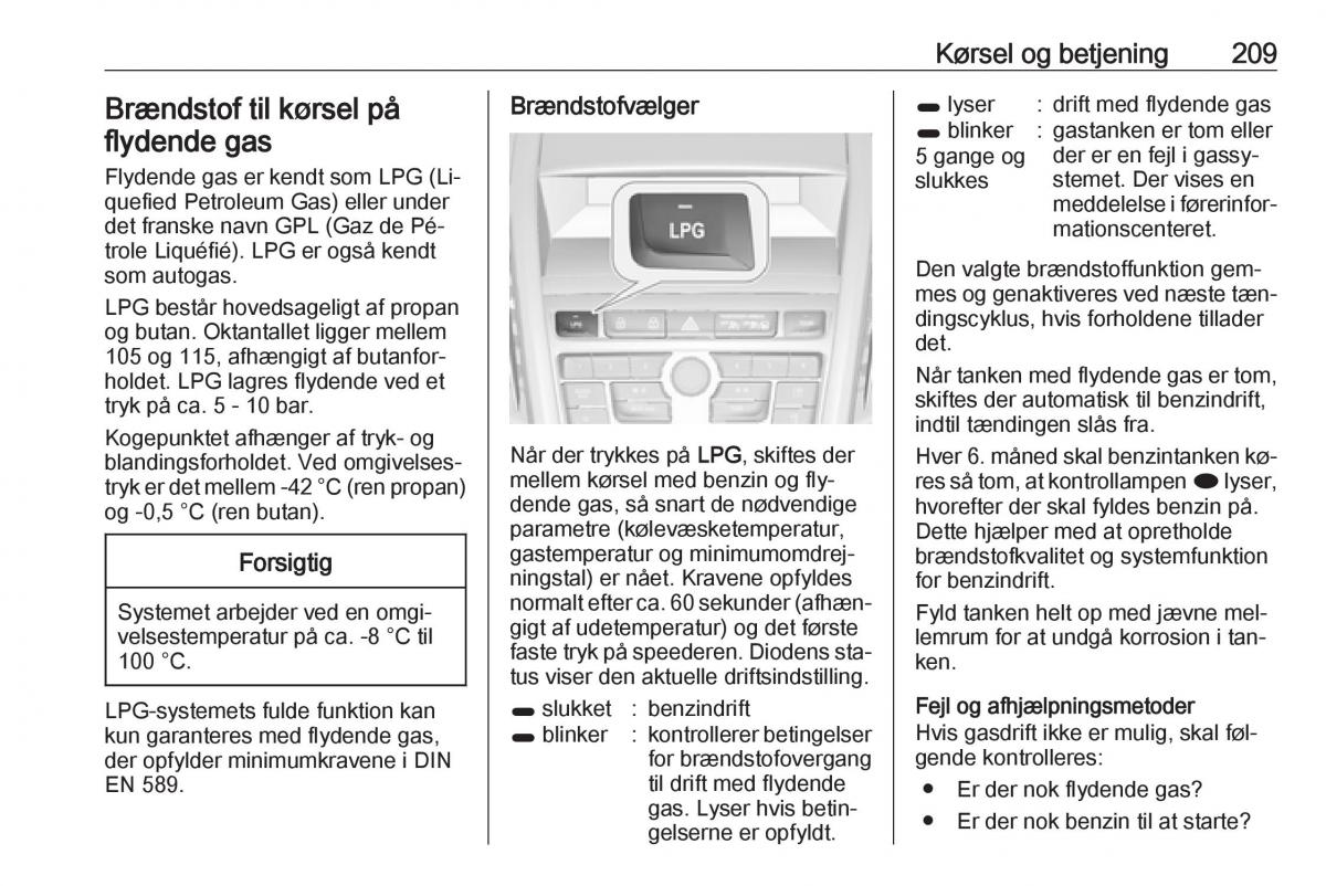 Opel Zafira C Tourer Bilens instruktionsbog / page 211