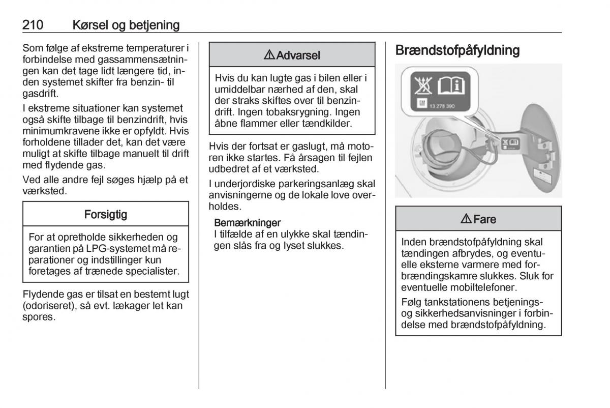 Opel Zafira C Tourer Bilens instruktionsbog / page 212
