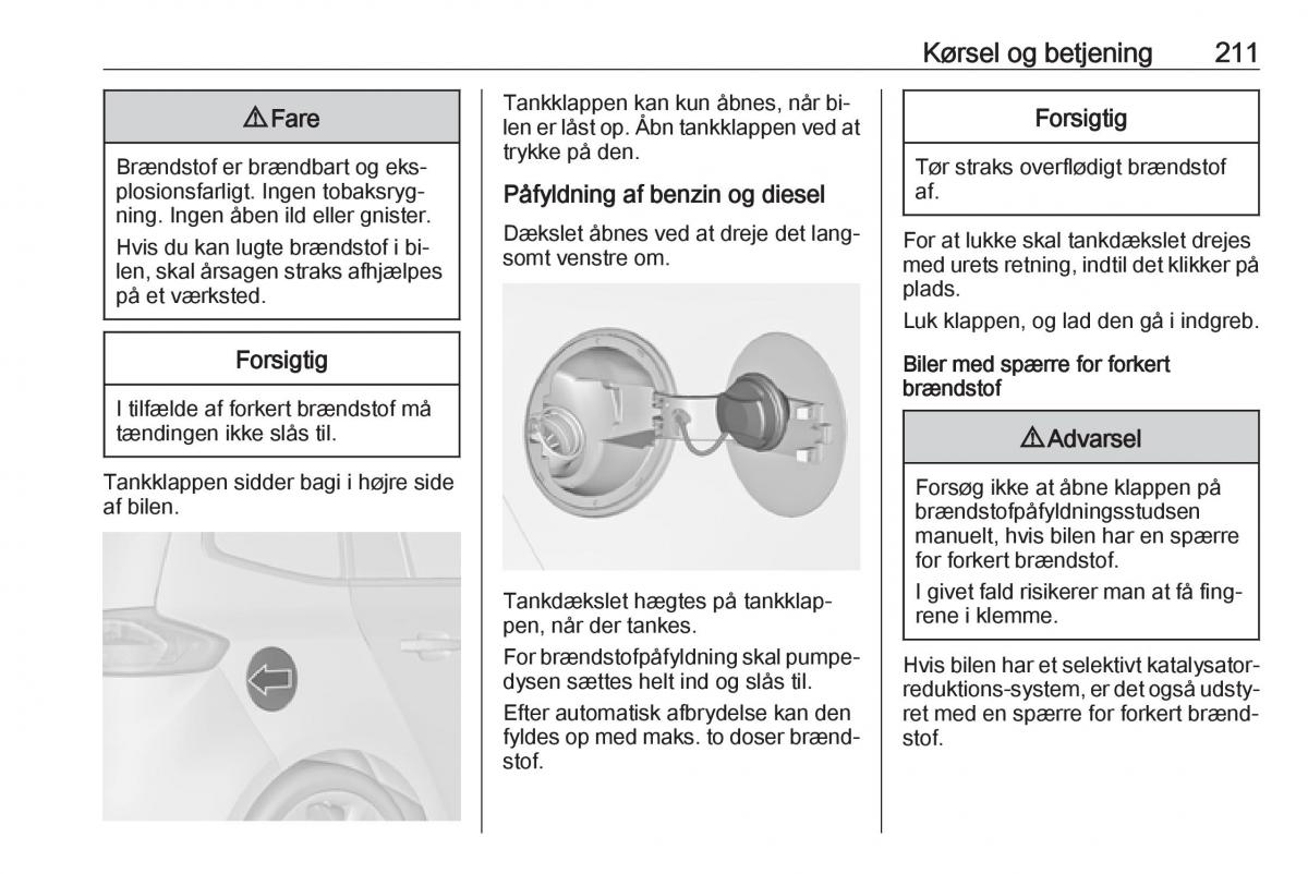 Opel Zafira C Tourer Bilens instruktionsbog / page 213