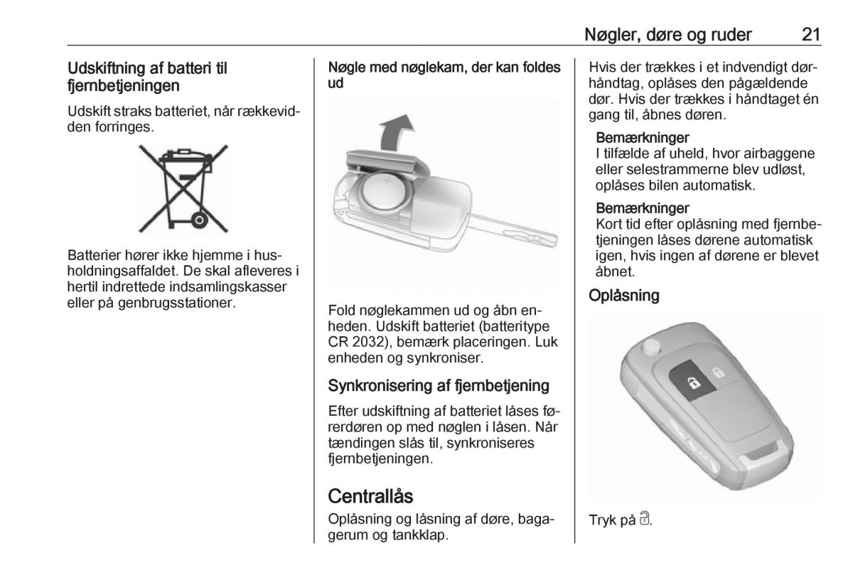 Opel Zafira C Tourer Bilens instruktionsbog / page 23