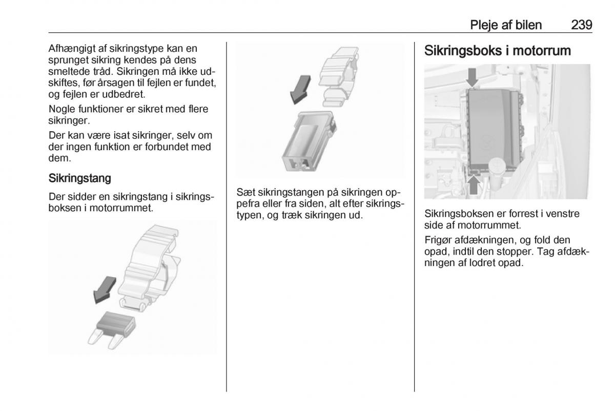 Opel Zafira C Tourer Bilens instruktionsbog / page 241