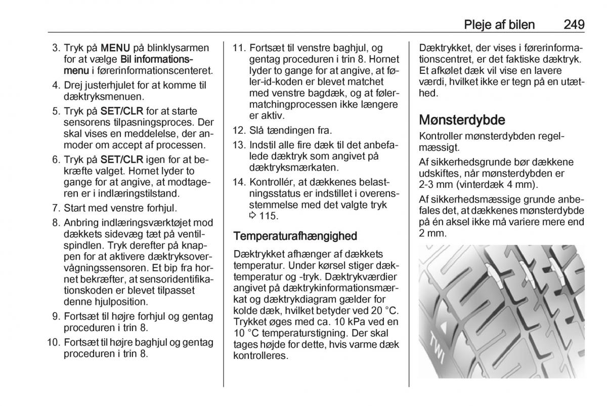 Opel Zafira C Tourer Bilens instruktionsbog / page 251