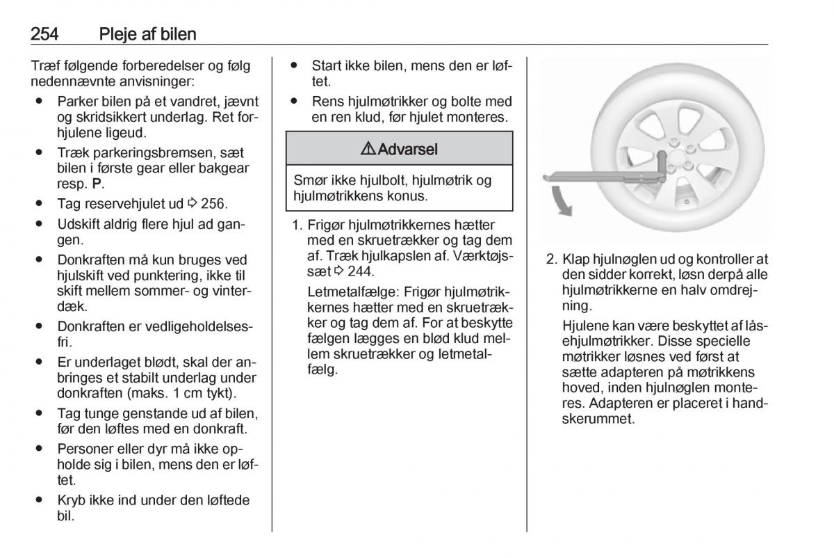 Opel Zafira C Tourer Bilens instruktionsbog / page 256