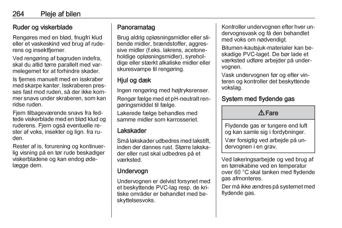 Opel Zafira C Tourer Bilens instruktionsbog / page 266
