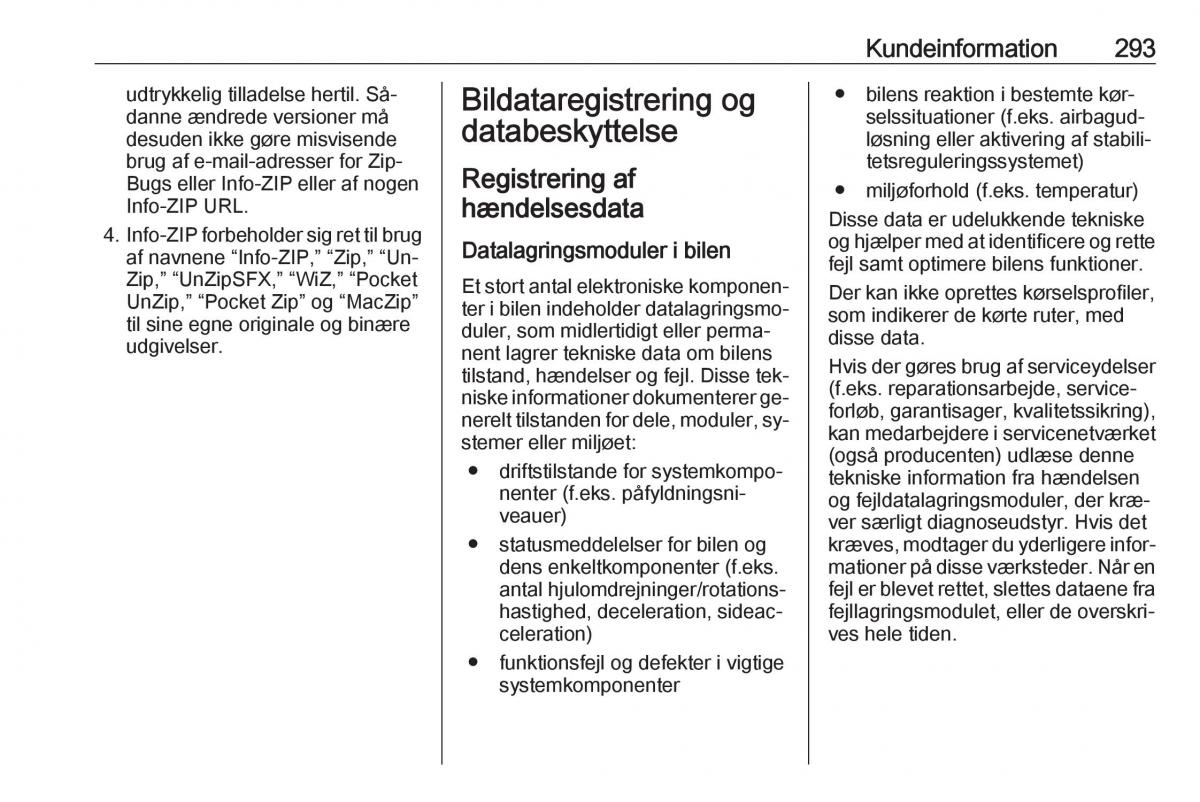 Opel Zafira C Tourer Bilens instruktionsbog / page 295