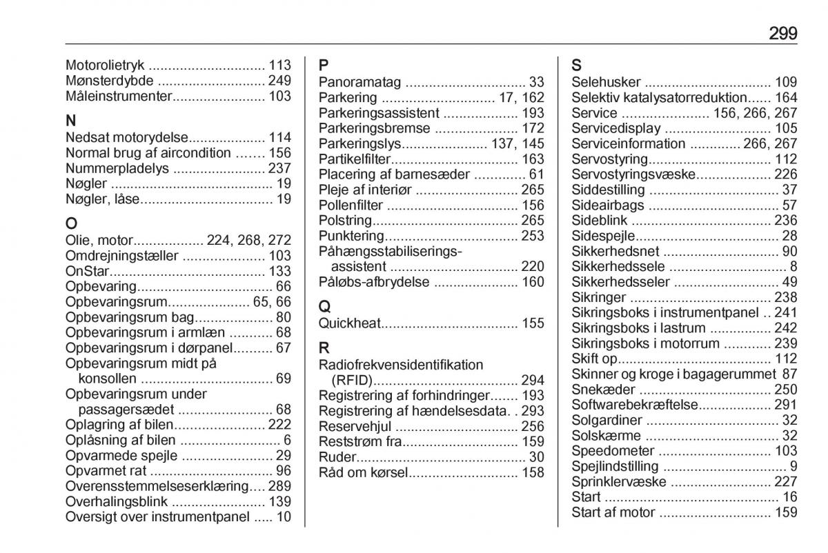 manual  Opel Zafira C Tourer Bilens instruktionsbog / page 301