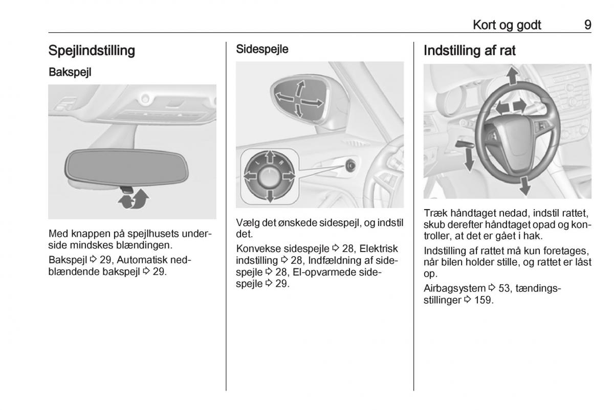 Opel Zafira C Tourer Bilens instruktionsbog / page 11
