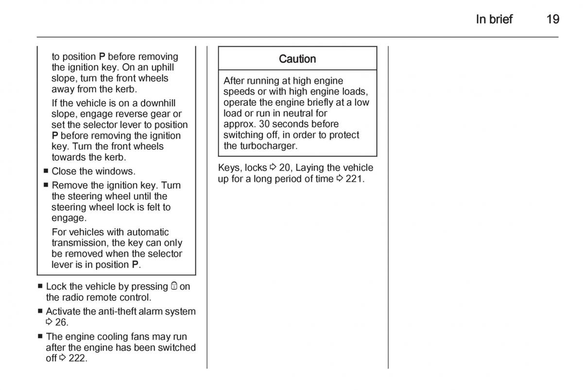 manual  Opel Zafira C Tourer owners manual / page 21