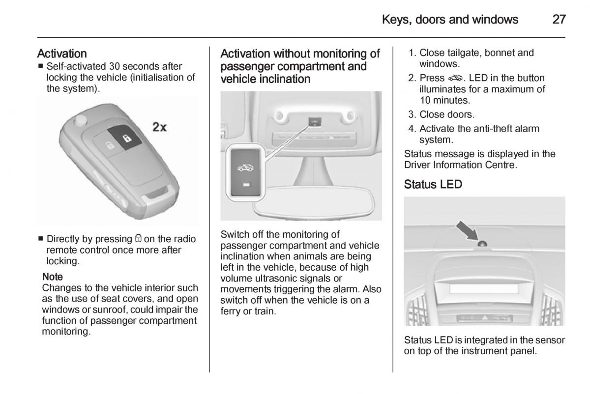 Opel Zafira C Tourer owners manual / page 29