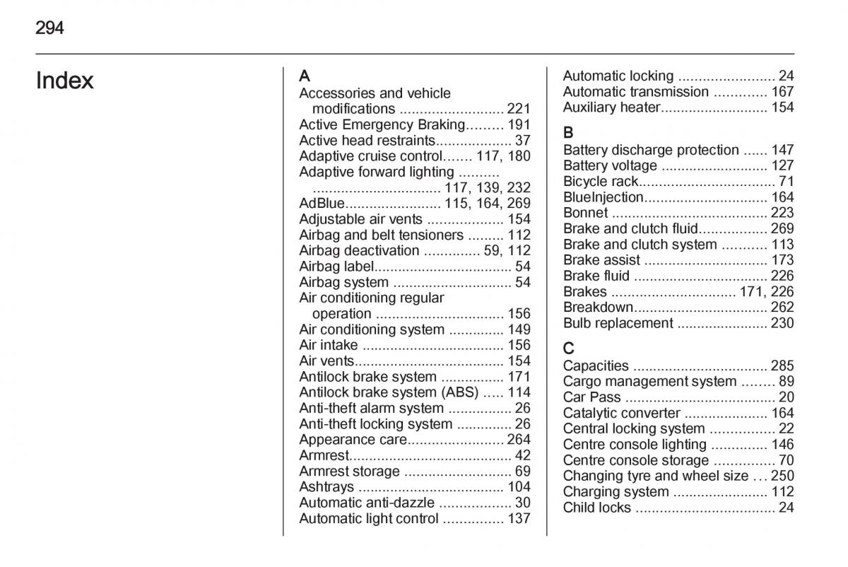 Opel Zafira C Tourer owners manual / page 296