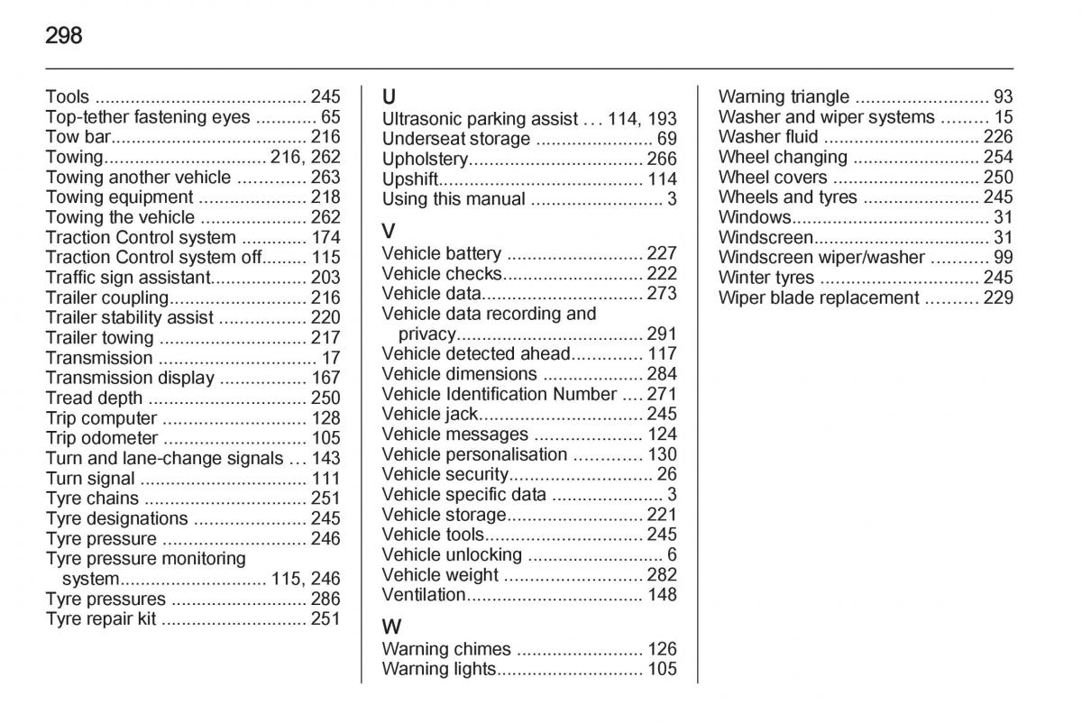 manual  Opel Zafira C Tourer owners manual / page 300