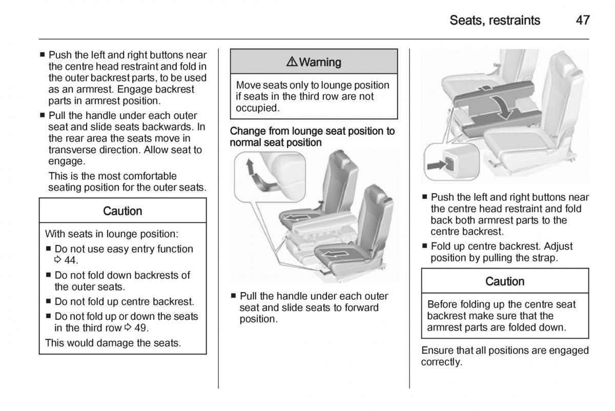 Opel Zafira C Tourer owners manual / page 49