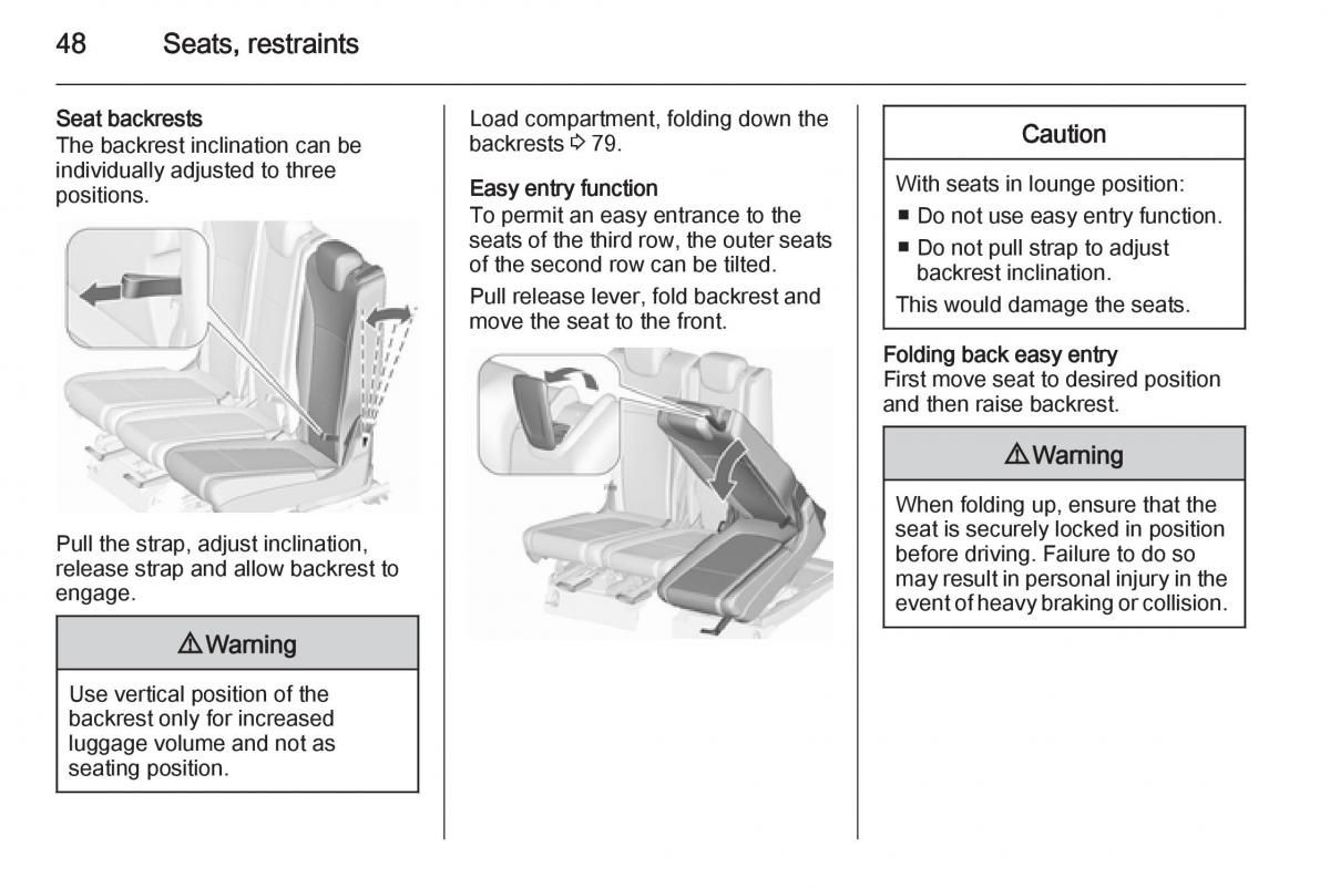 Opel Zafira C Tourer owners manual / page 50