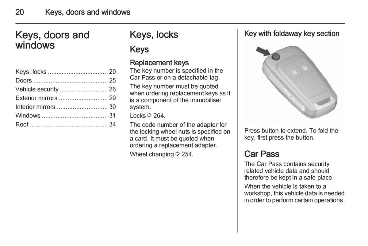Opel Zafira C Tourer owners manual / page 22