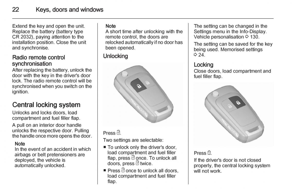 Opel Zafira C Tourer owners manual / page 24