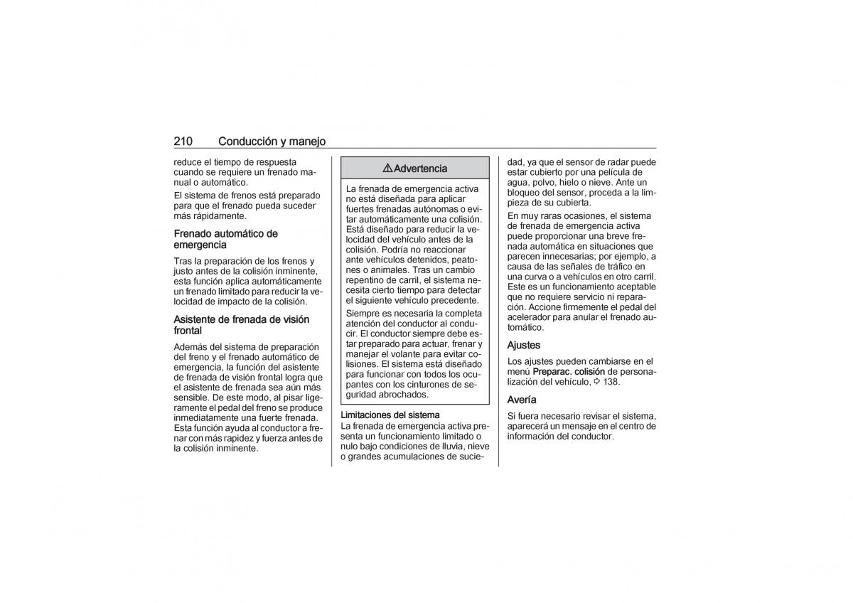 Opel Zafira C Tourer manual del propietario / page 212
