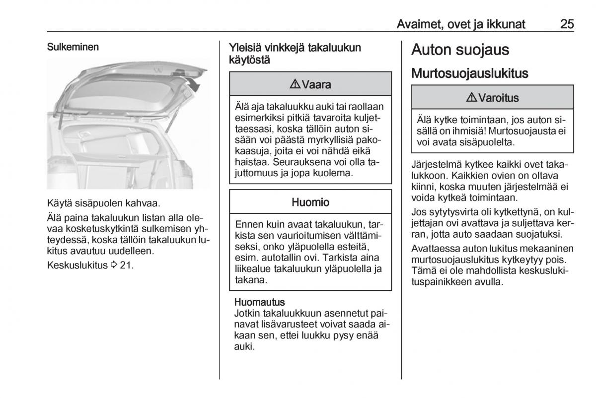 Opel Zafira C Tourer omistajan kasikirja / page 27