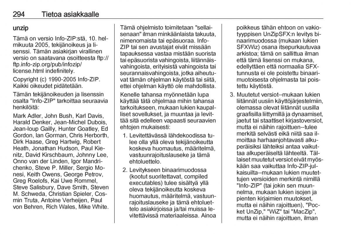 Opel Zafira C Tourer omistajan kasikirja / page 296