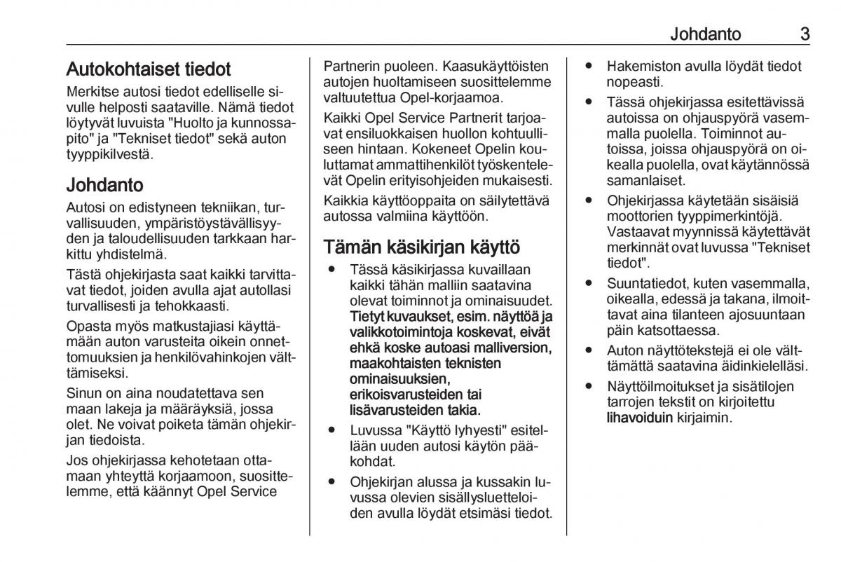 Opel Zafira C Tourer omistajan kasikirja / page 5