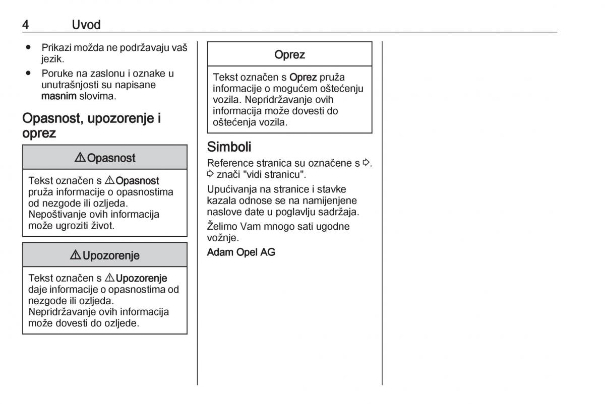 Opel Zafira C Tourer vlasnicko uputstvo / page 6