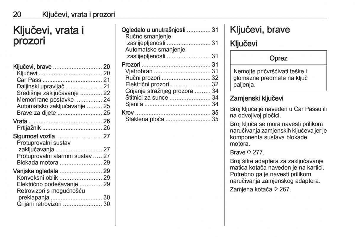 Opel Zafira C Tourer vlasnicko uputstvo / page 22