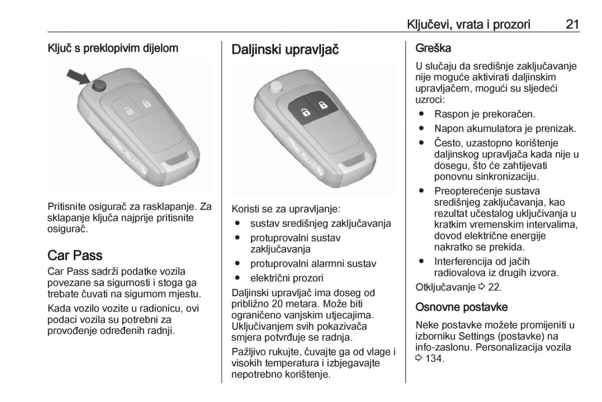 Opel Zafira C Tourer vlasnicko uputstvo / page 23