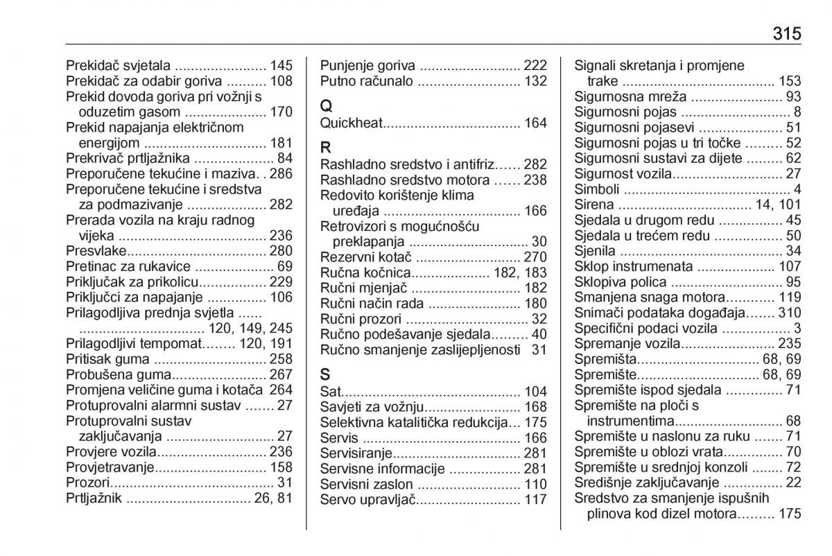 Opel Zafira C Tourer vlasnicko uputstvo / page 317