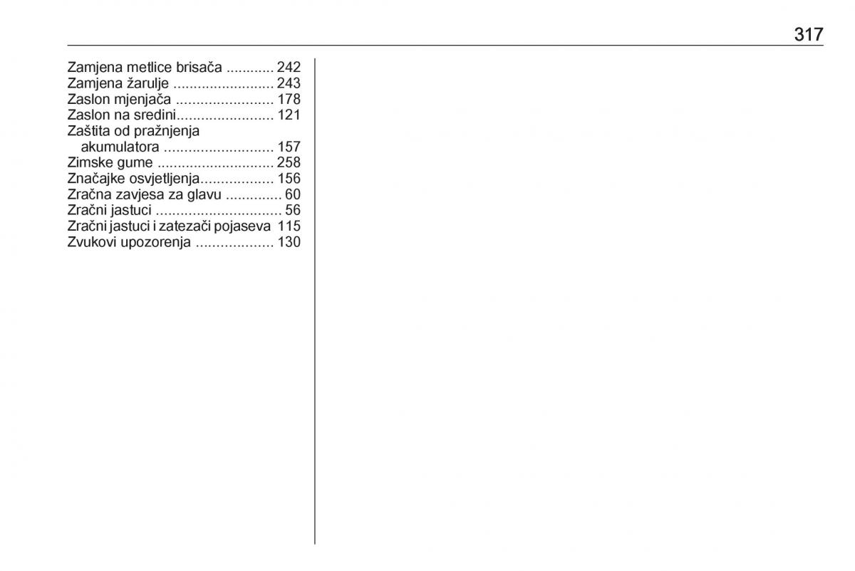 manual  Opel Zafira C Tourer vlasnicko uputstvo / page 319