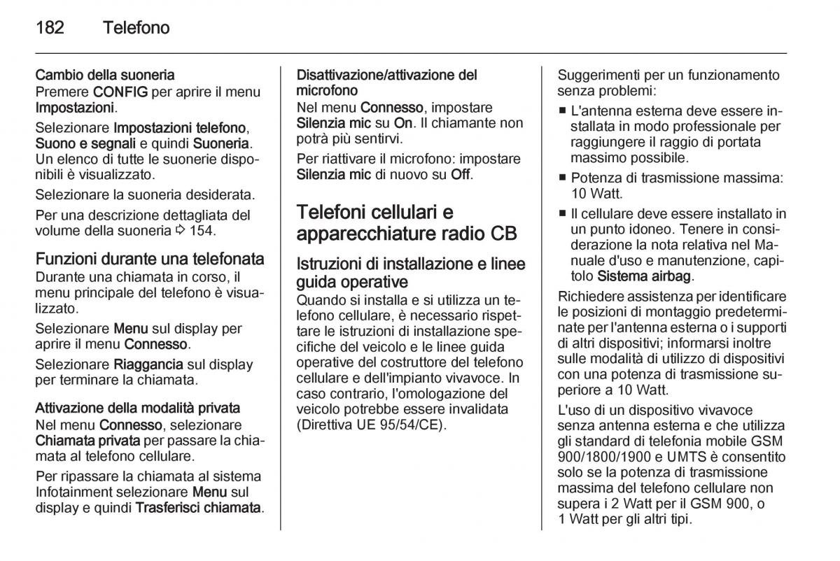 Opel Zafira C Tourer manuale del proprietario / page 182