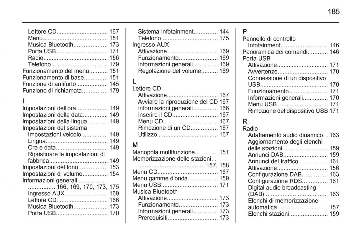 Opel Zafira C Tourer manuale del proprietario / page 185