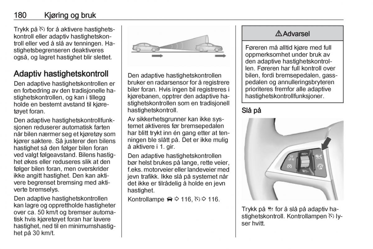Opel Zafira C Tourer bruksanvisningen / page 182