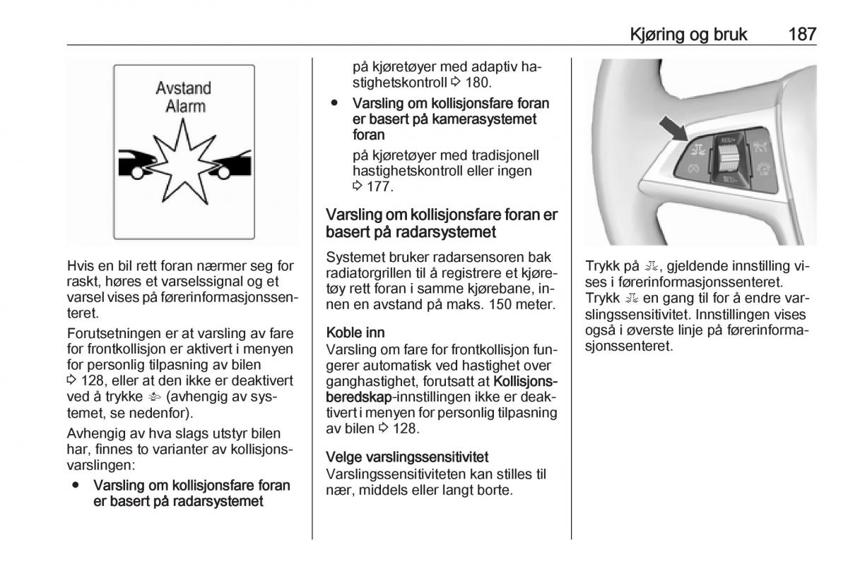 Opel Zafira C Tourer bruksanvisningen / page 189