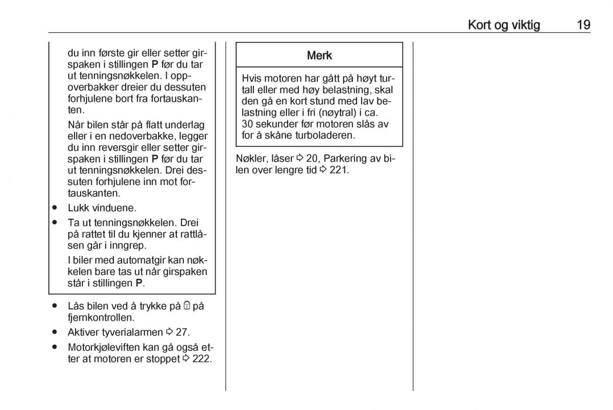 manual  Opel Zafira C Tourer bruksanvisningen / page 21