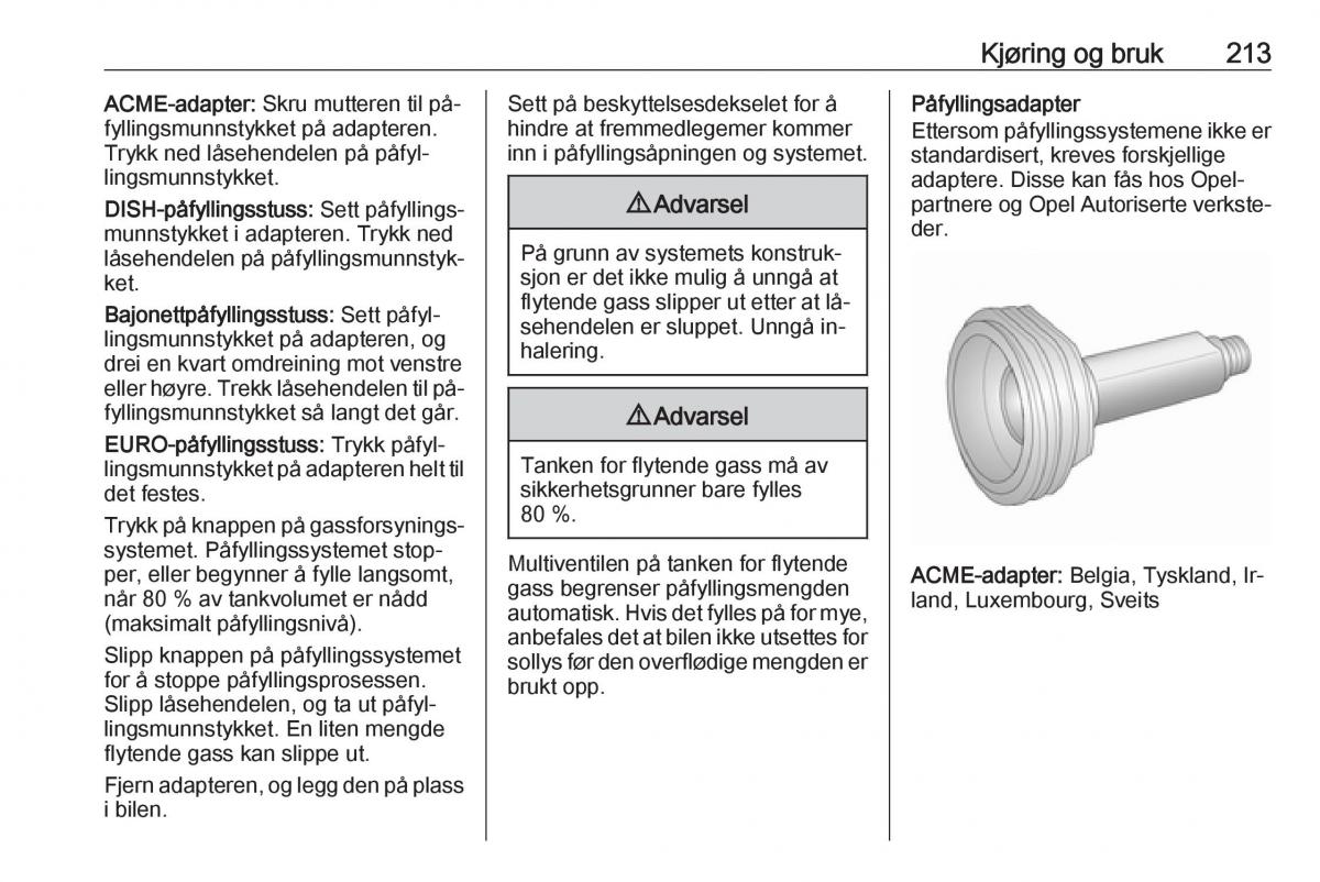 Opel Zafira C Tourer bruksanvisningen / page 215