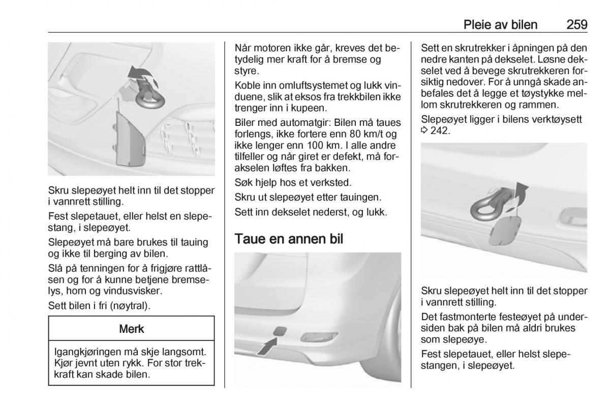 Opel Zafira C Tourer bruksanvisningen / page 261