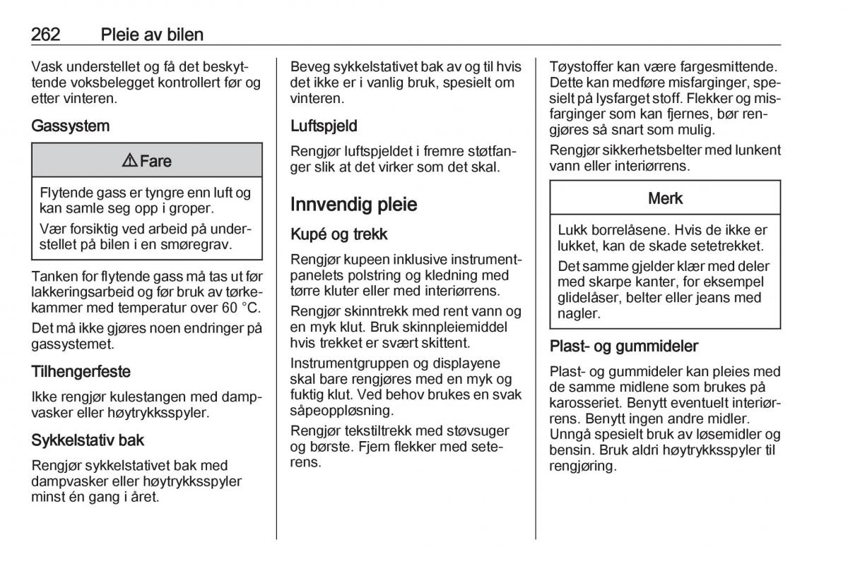 Opel Zafira C Tourer bruksanvisningen / page 264