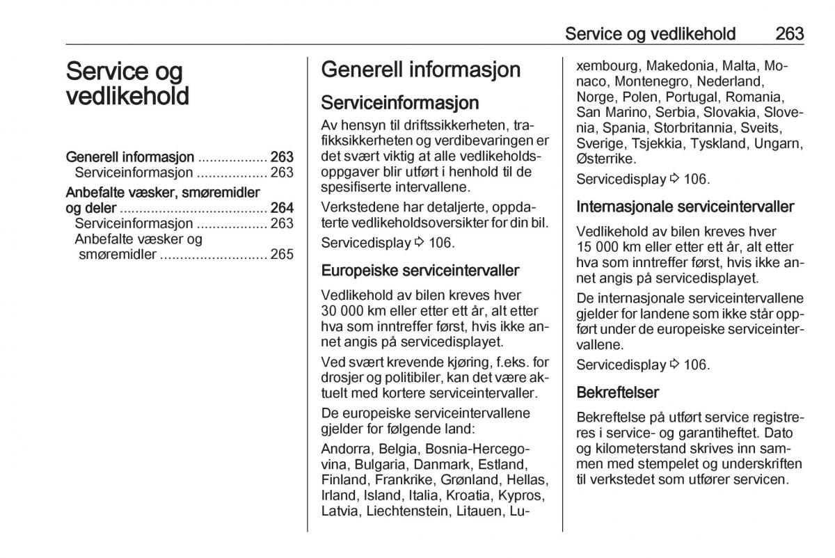 Opel Zafira C Tourer bruksanvisningen / page 265