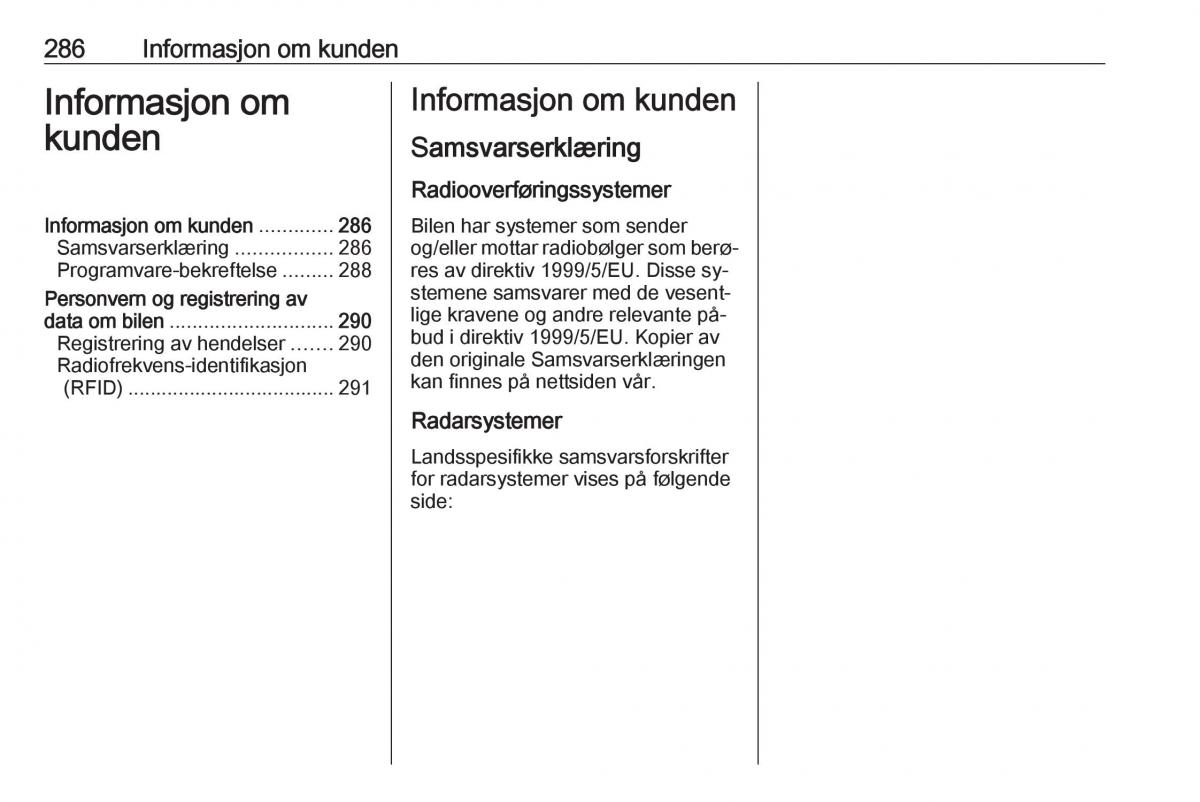 manual  Opel Zafira C Tourer bruksanvisningen / page 288