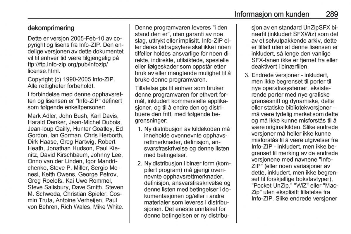 Opel Zafira C Tourer bruksanvisningen / page 291