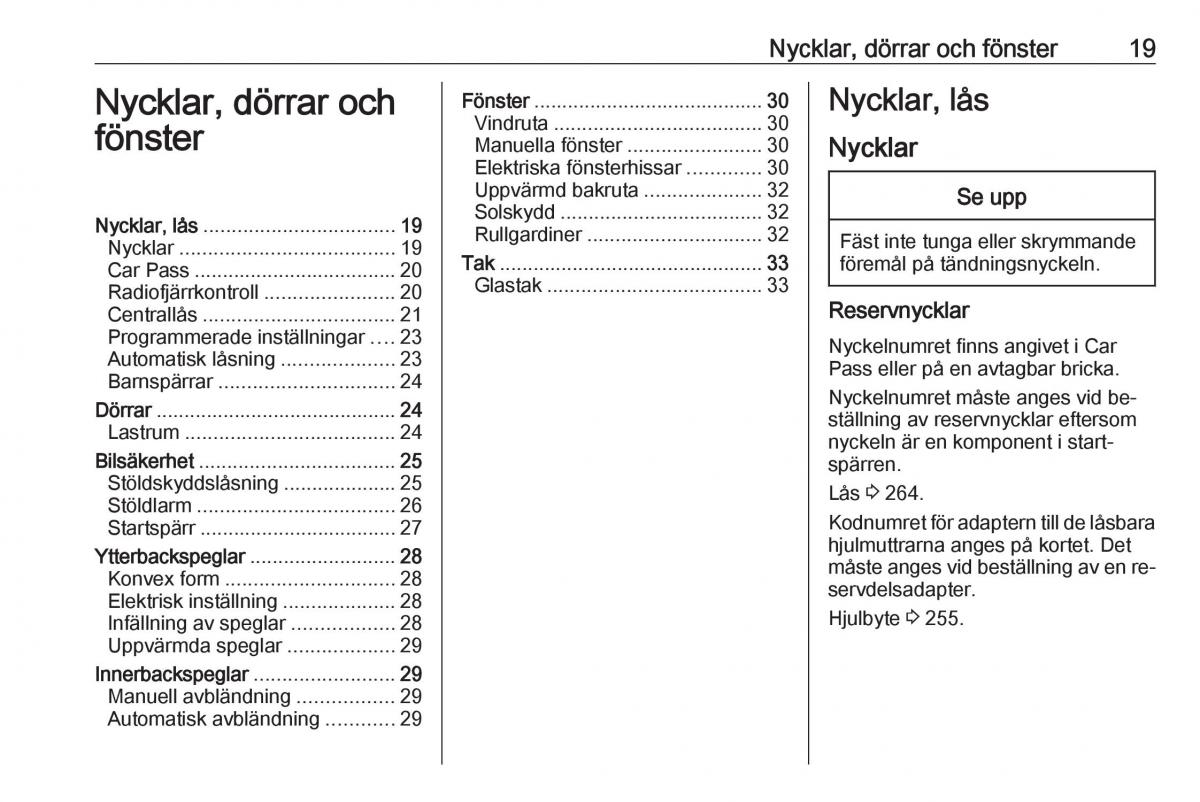 manual  Opel Zafira C Tourer instruktionsbok / page 21