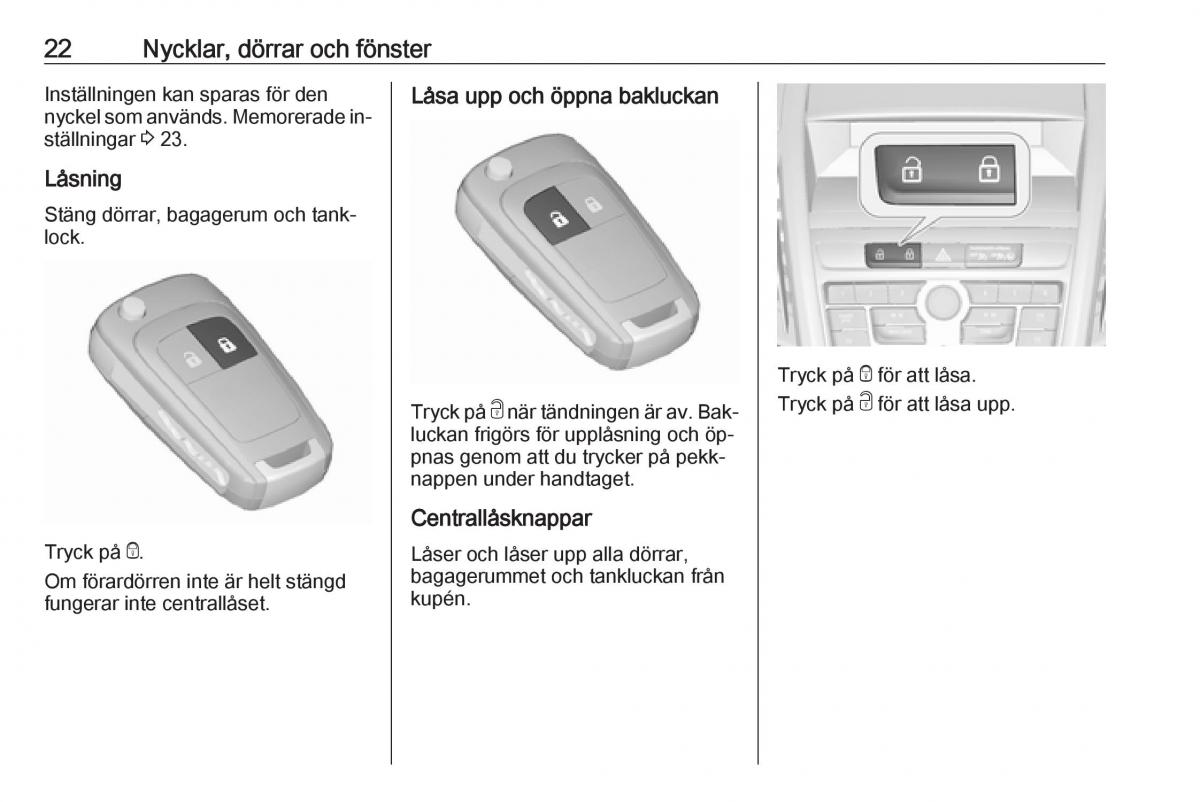 Opel Zafira C Tourer instruktionsbok / page 24