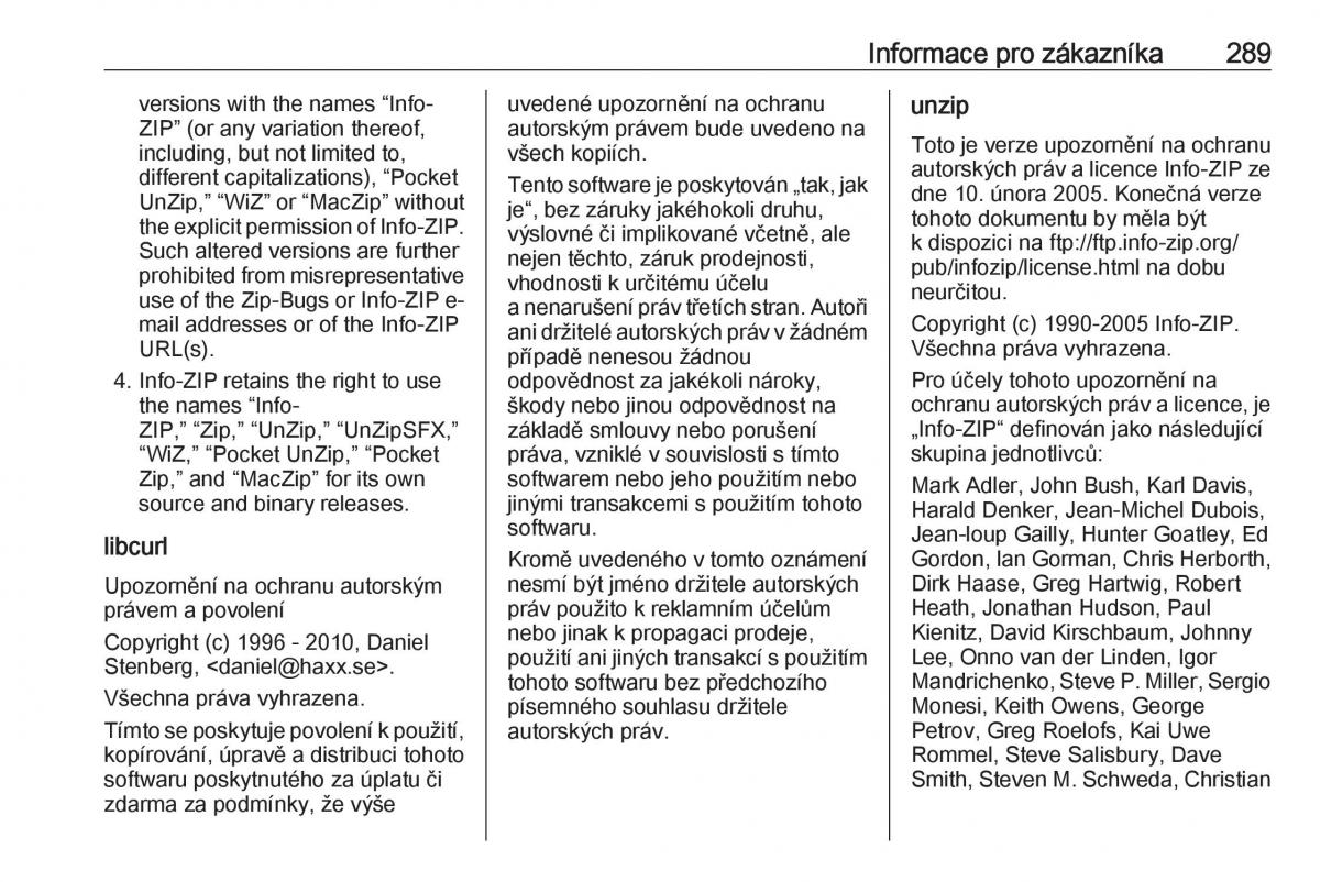 Opel Zafira C FL navod k obsludze / page 291