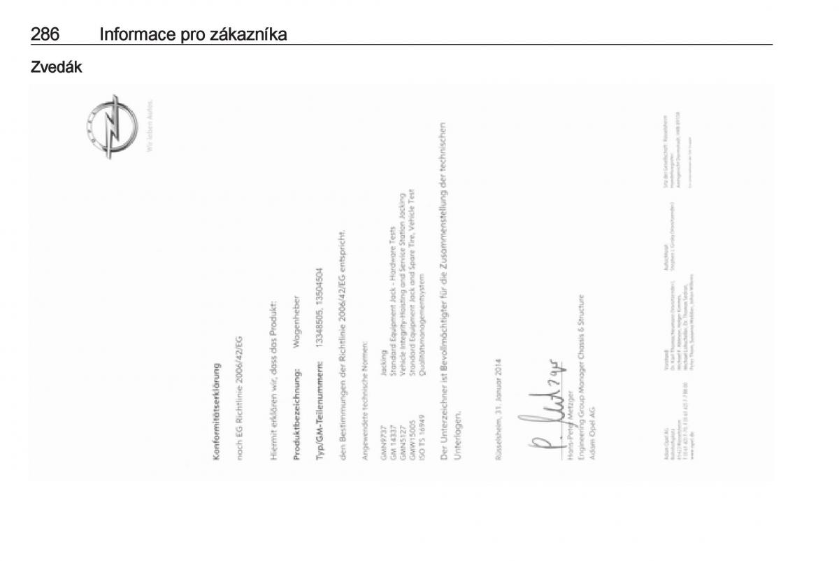 Opel Zafira C FL navod k obsludze / page 288