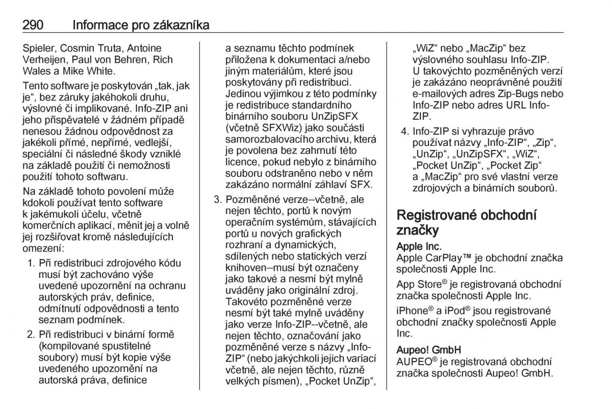 Opel Zafira C FL navod k obsludze / page 292
