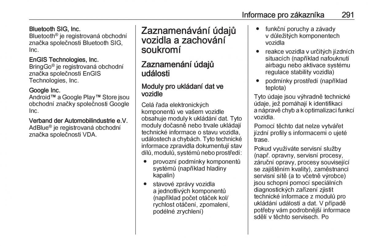 Opel Zafira C FL navod k obsludze / page 293