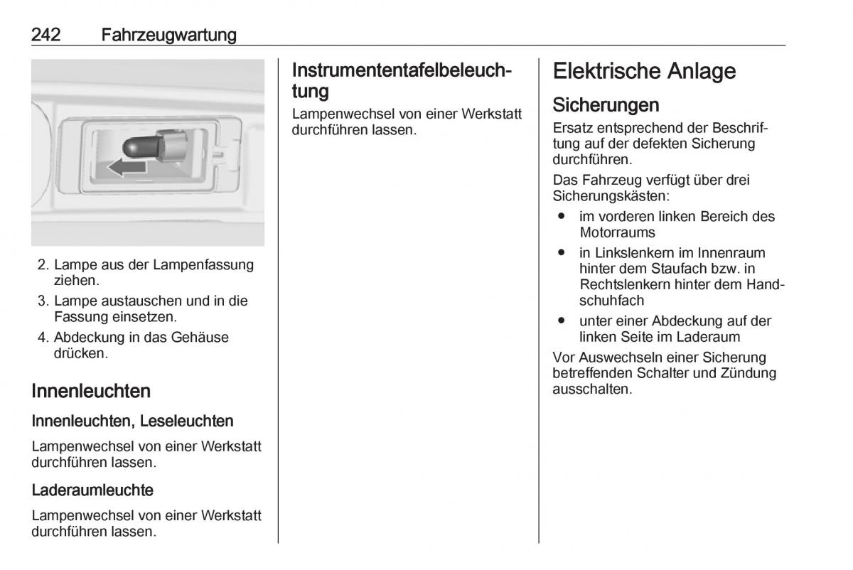 Opel Zafira C FL Handbuch / page 244