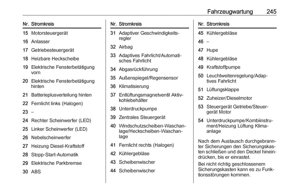 Opel Zafira C FL Handbuch / page 247