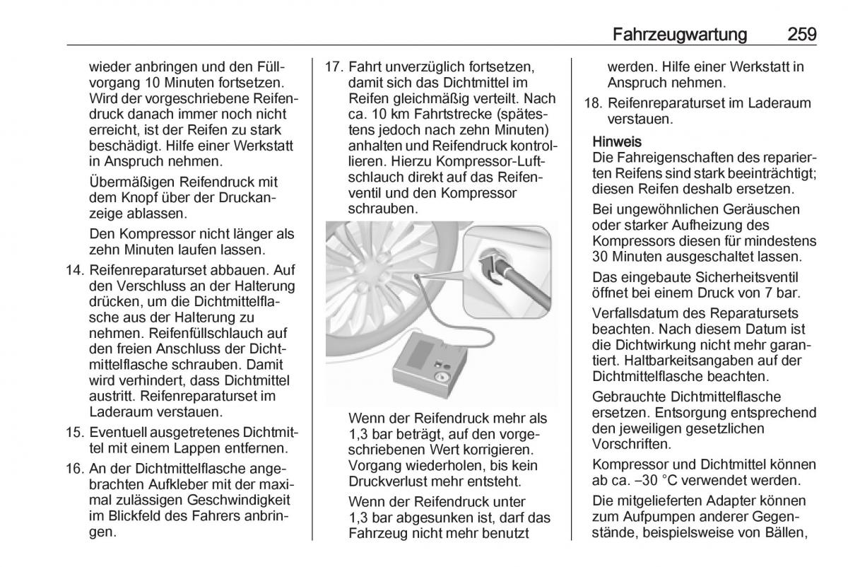 Opel Zafira C FL Handbuch / page 261