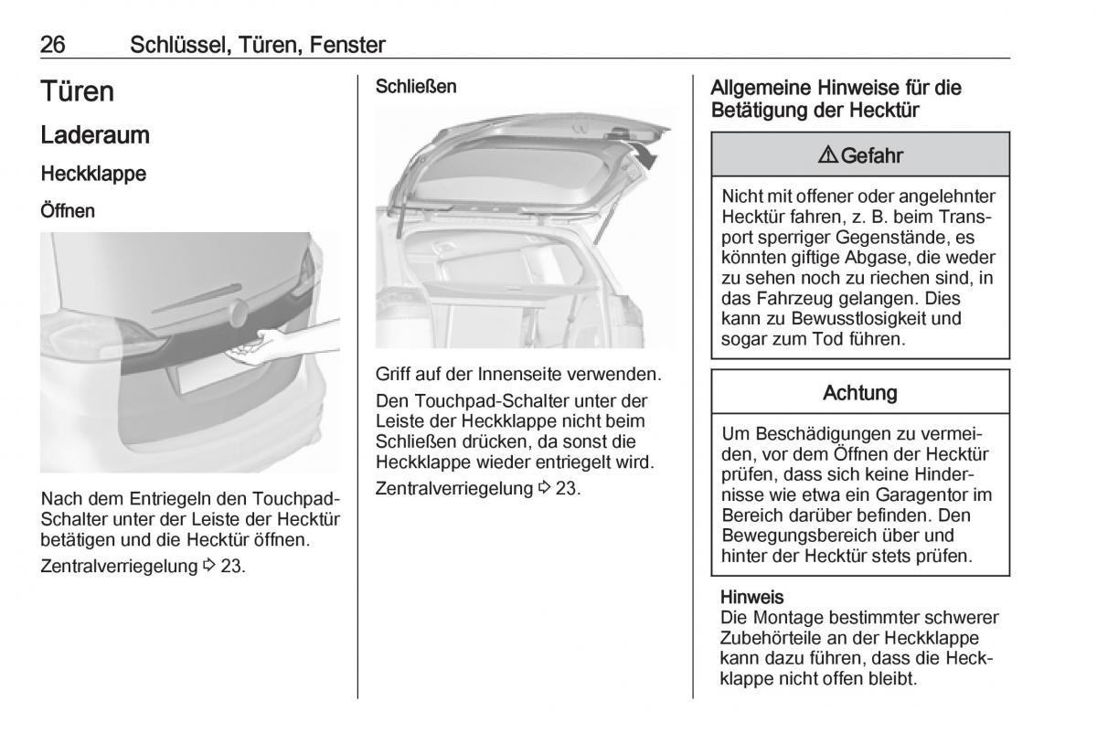 Opel Zafira C FL Handbuch / page 28