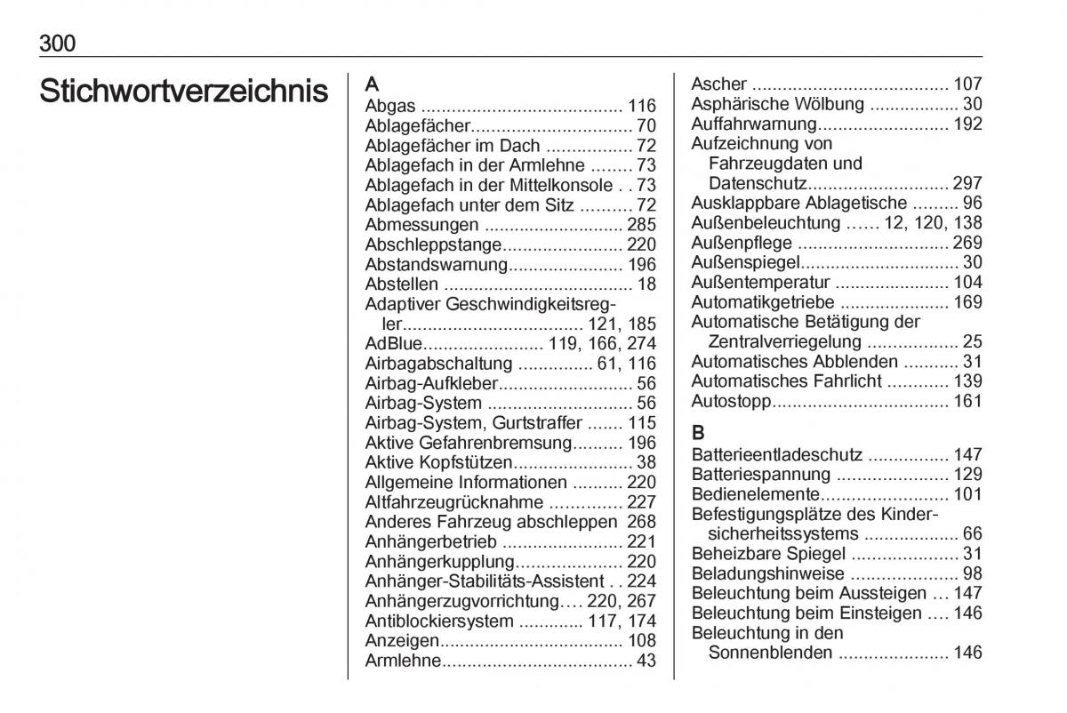 Opel Zafira C FL Handbuch / page 302